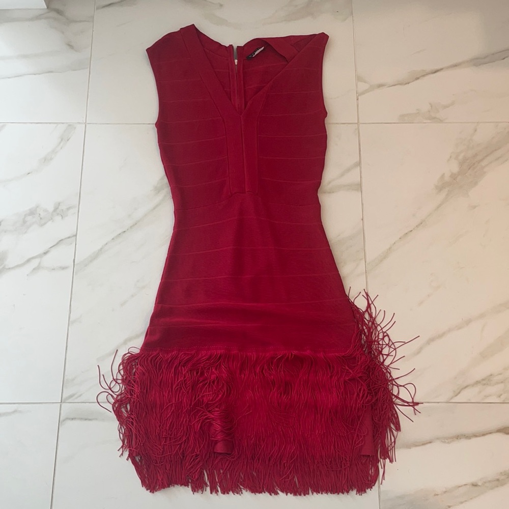 VENUS Red Fringe Mini Dress